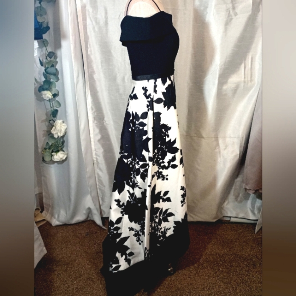 Morgan &Co Vintage Off-the-Shoulder Asym- metrical Hem, Long Dress, Black, 4-6 - Picture 5 of 14